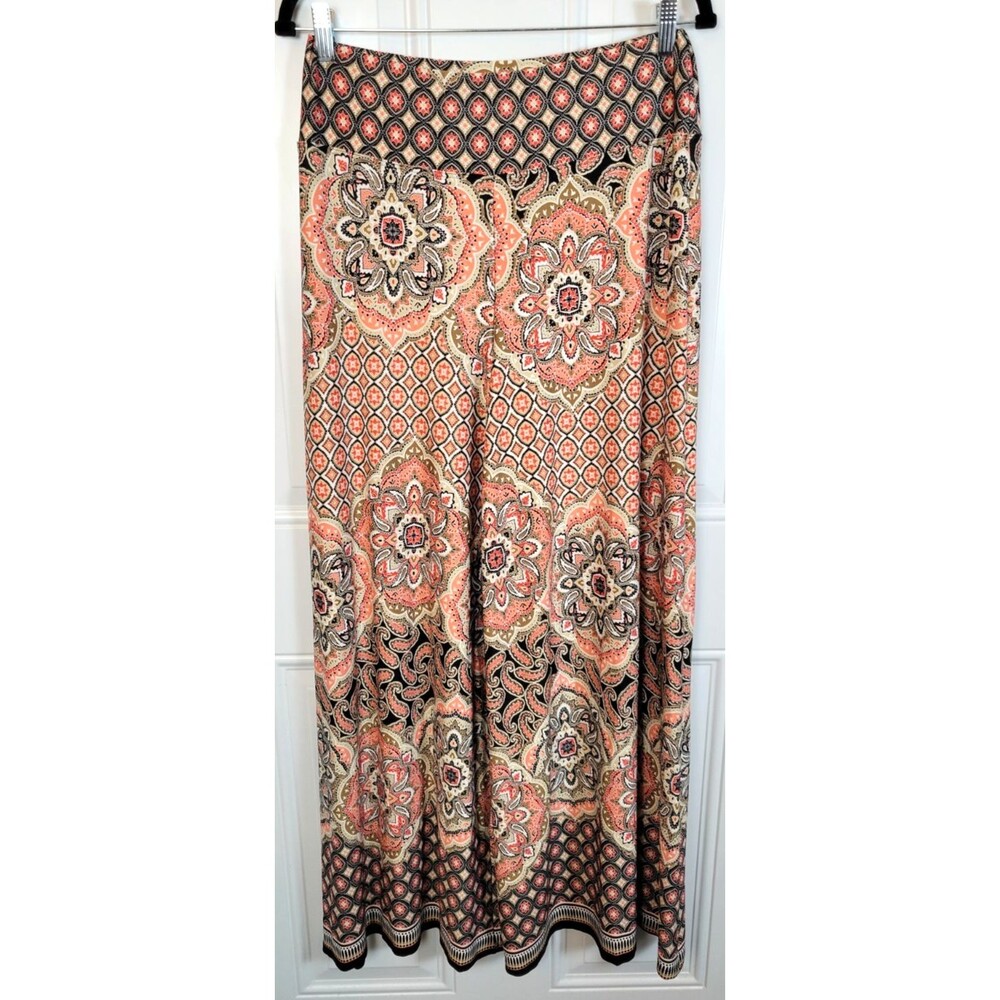 Coco Bianco Wide Leg High-Rise Palazzo Pants Size M Boho Hippie Geometric